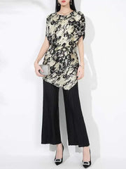 Gold Pleated Top & Pant Set