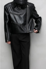 Men's Asymmetrical Faux Leather Moto Jacket