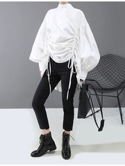 Luxe Oversized Draped & Ruched Satin Blouse