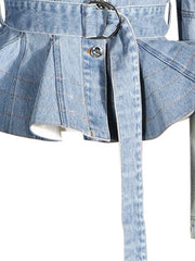 Avant-Garde Peplum Denim Jacket