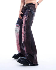 Men's Baggy Extra Distressed Sequin Jeans