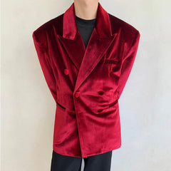 Luxury Men's Red Velvet Blazer