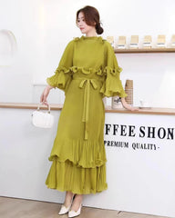 Luxury Pleated Ruffle Dress