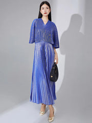 Elegant Pleated Batwing Dress