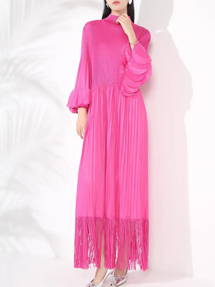 Truly Pleated Oversized Sleeve Midi Dress