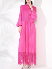 Truly Pleated Oversized Sleeve Midi Dress