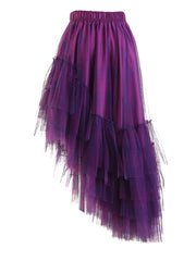 Asymmetric Tiered Tulle Ruffle Skirt