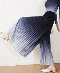 High-Waisted Plissé Wide-Leg Pants