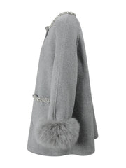Luxury Woolen Faux Fur Coat