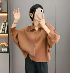 Elegant Pleated Dolman Blouse