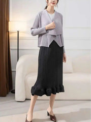 Luxury Pleated Drape Collar Jacket