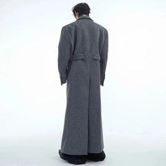 Men's Extra Long Wool Trench Coat - Cozy Luxury