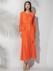 3D Floral Plissé Dress