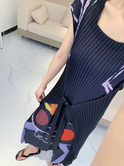 Signature Pleated Plissé Midi Dress