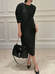 Elegant Pleated Kimono Sleeve Dress