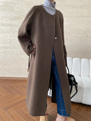 Women's Wool Blend Coat with Detachable Scarf