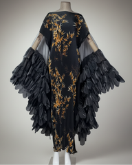 Luxury Plisse Wing-Sleeve Dress