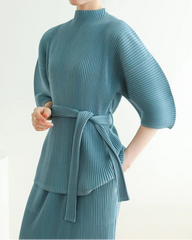 Plissé Flared Sleeves Top