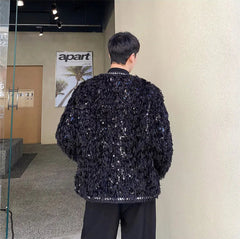 Men's Textured Sequin Tweed Jacket