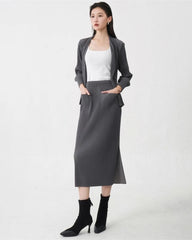 Premium Pleats Skirt Suit Set