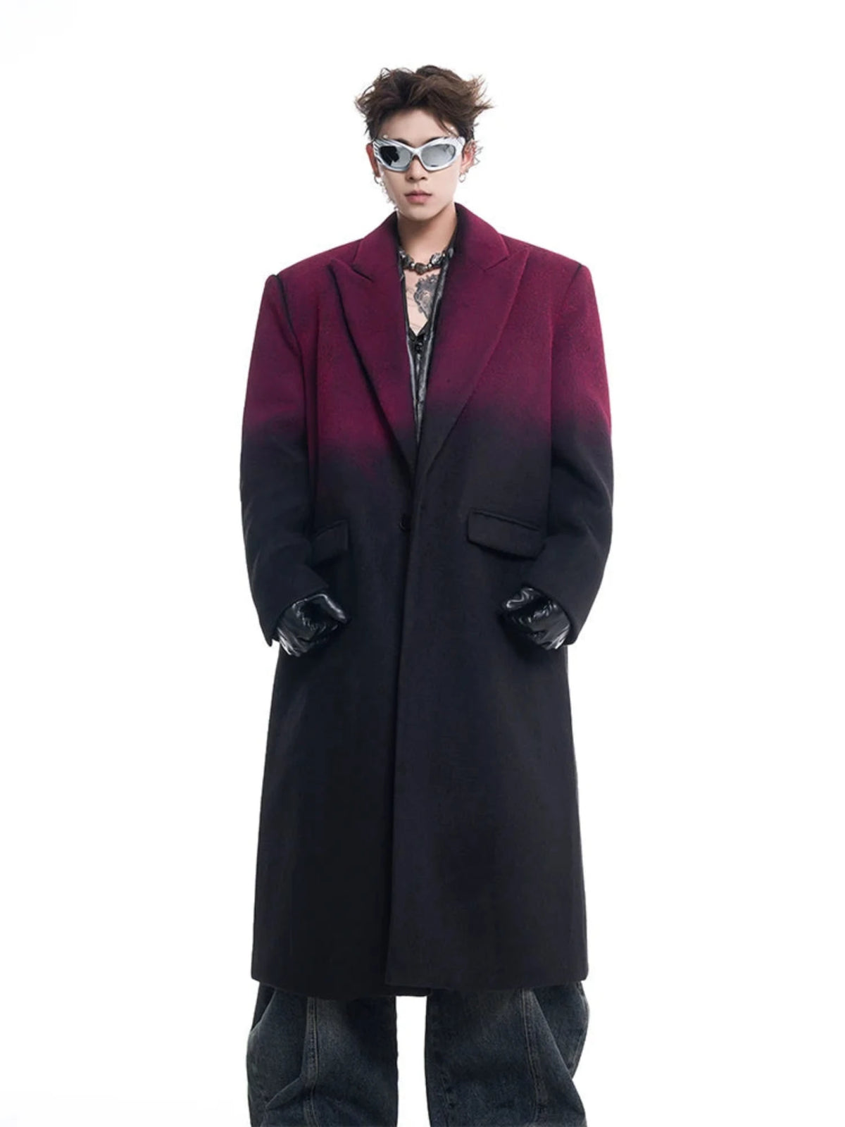 Men's Luxury Streetwear Ombre Trench Coat