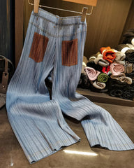 Luxury Denim Pleated Set
