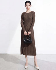 Luxury Crinkle Plisse Midi Dress