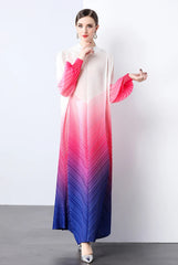 Maxi Bubble Sleeve Pleats Dress