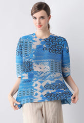 Luxury Pleated 3/4 Sleeve Blouse