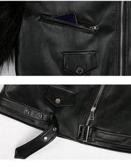 Cropped Motorcycle Faux Leather & Fur Jacket