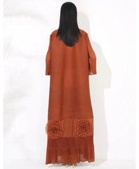 Plissé Flared Sleeve Maxi Dress
