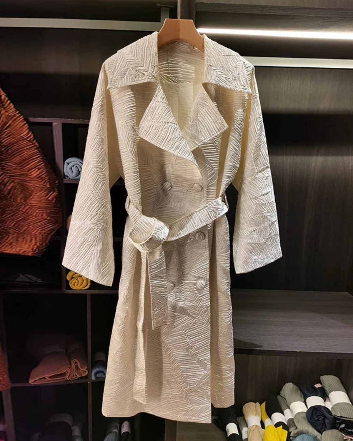 Luxury Crinkle Plissé Coat