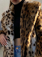 Women's Cozy Luxury Leopard Faux Fur Coat