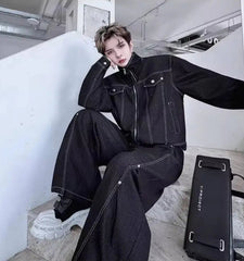 Men's Luxury Wide-Leg Jean & Jacket
