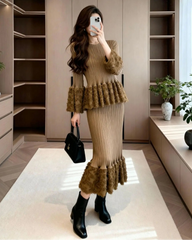 Luxury Peplum Plissé Skirt Set