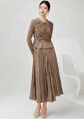 2-Piece Crinkled Pleats Skirt Set
