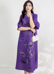 Plissé Floral Midi Dress