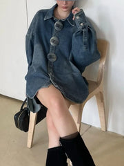 Women's Luxury Oversized Denim Blouse