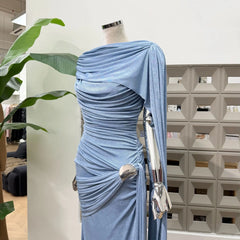 Luxury One-Shoulder Ruched Dress