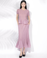 Pleated Pearl Peplum Skirt Set