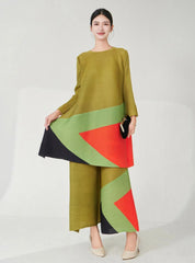 Modern Pleat Geometric Trouser Set