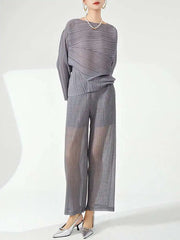 Pleated Relaxed Boat Neck Top