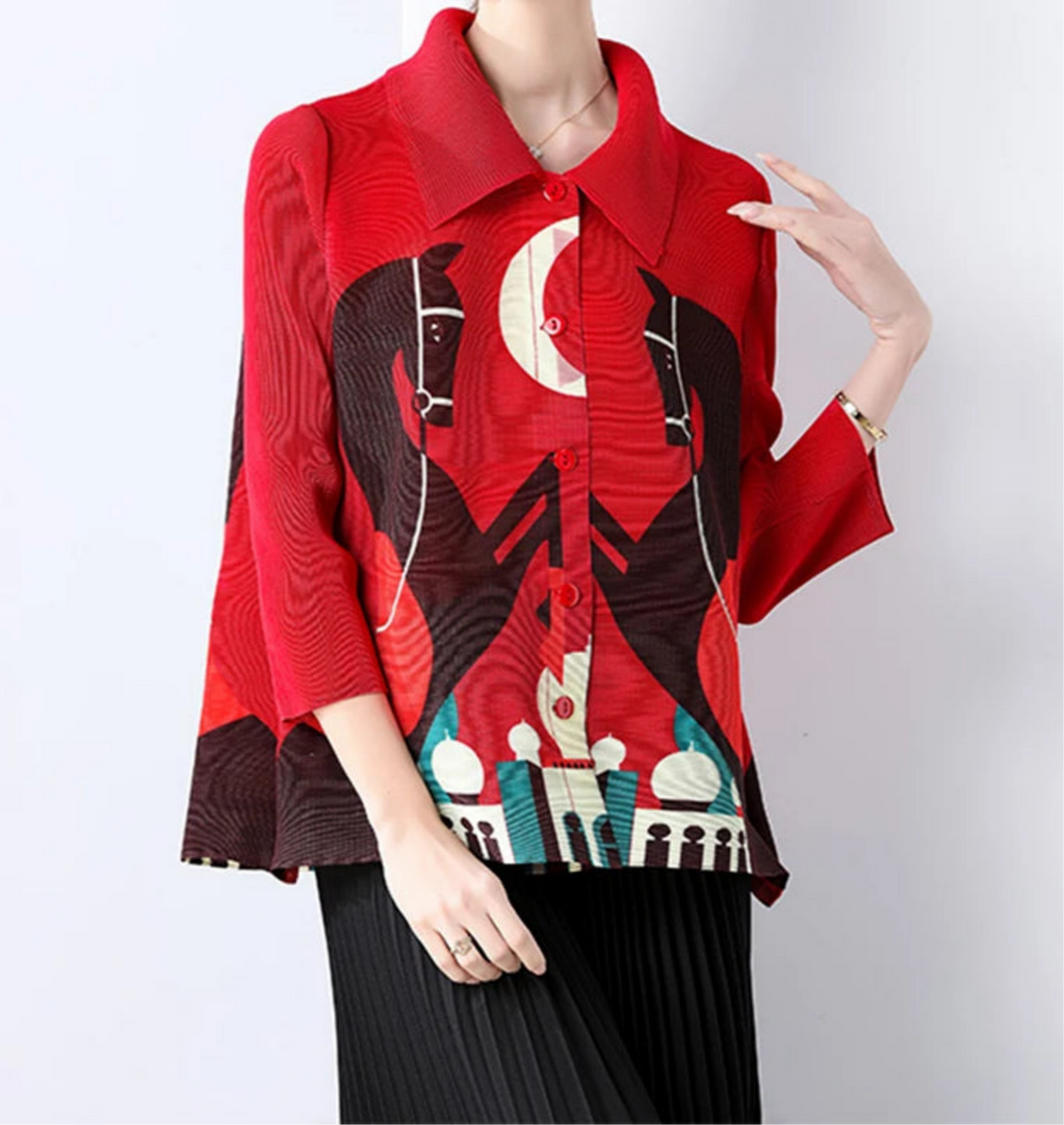 Luxury Wrinkle-Free Pleated Blouse