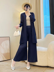 Plissé Longline Travel Cardigan