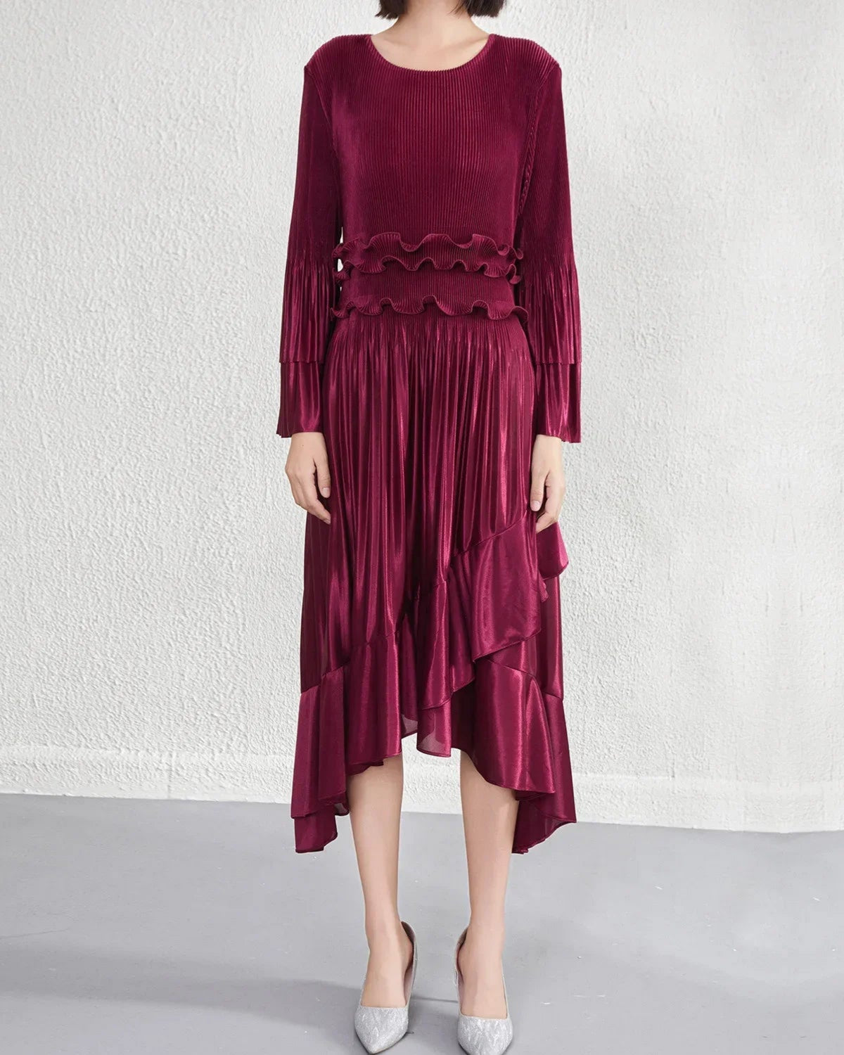 Luxury Ruffle Pleated Dress