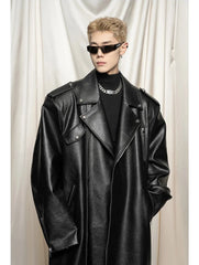 Men's Faux Leather Extra Long Trench Coat | Luxury Streetwear