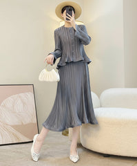 Plissé Sleeveless Dress & Cardigan