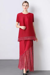 Luxury Sequin Pleated Top & Skirt
