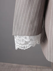 Elegant Pinstripe Lace Blazer