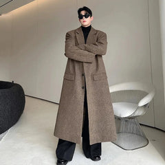 Men’s Classic Wool Blend Extra Long Coat